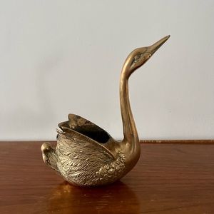 Vintage Brass Swan Planter